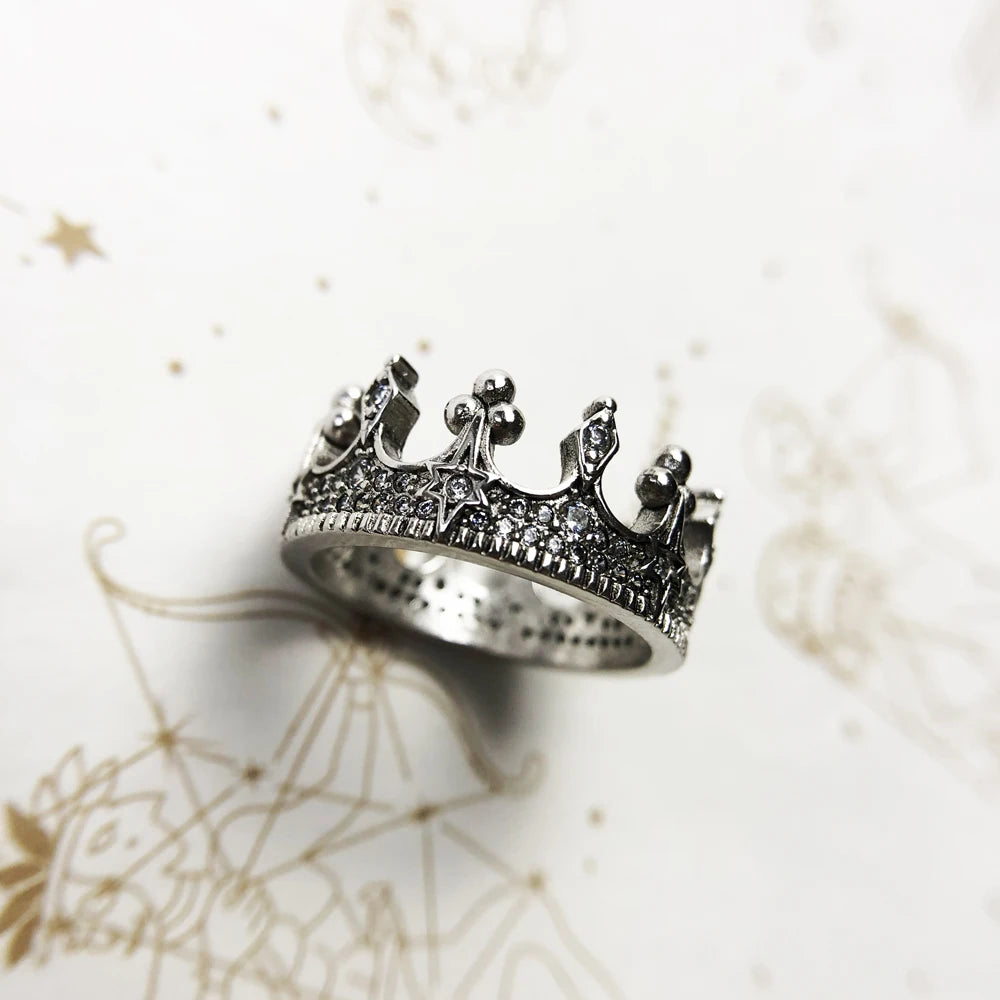 Bague Vintage Couronne en Argent Sterling 925
