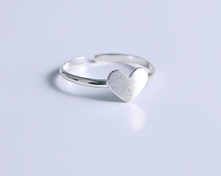 Bague Femme coeur lisse Argent ajustable