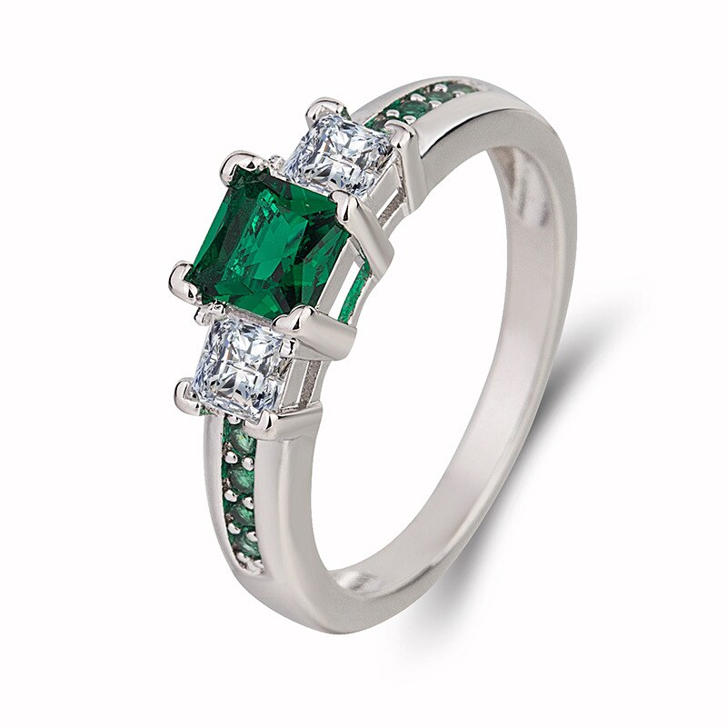 Elegante anello con pietra quadrata Anello in argento sterling