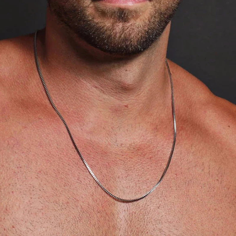Collier chaîne boîte en acier inoxydable