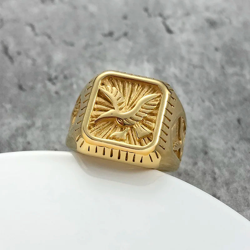 Chevalière Aigle Royal en Plaqué Or pour Hommes