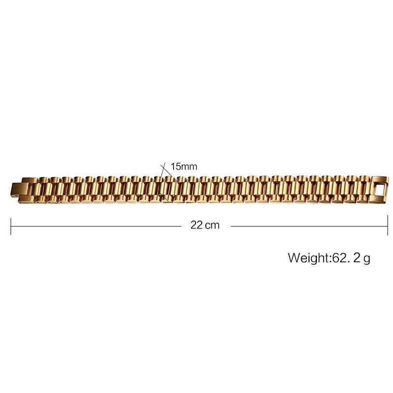 Bracelet de luxe pour hommes en acier inoxydable 15mm