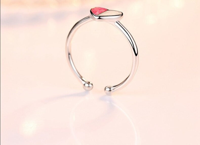 Bague femme demi-coeur adjustable Band Ring