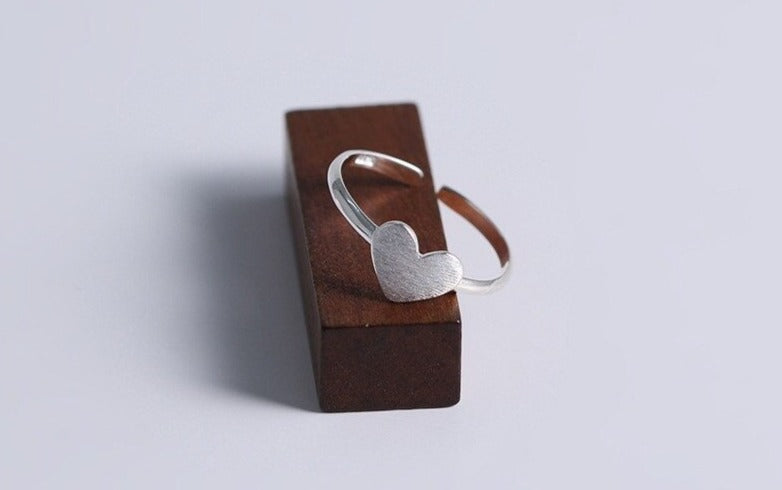 Bague Femme coeur lisse Argent ajustable