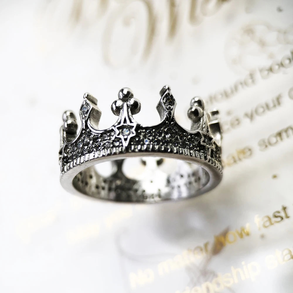 Bague Vintage Couronne en Argent Sterling 925
