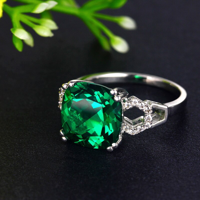 Bague femme en Argent avec ruby/emerald gemstone carré