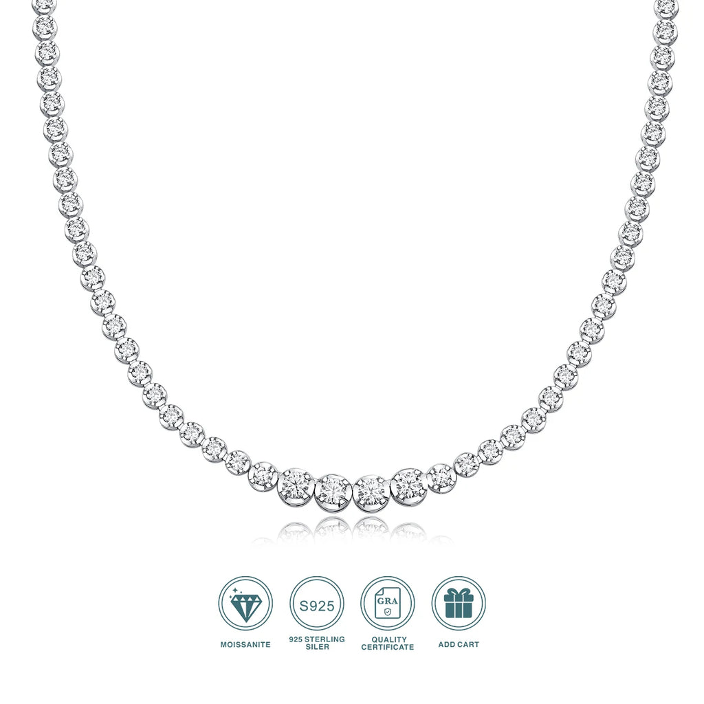 JIUZUAN 925 silver moissanite necklace 4mm casual fashion light luxury women's senior gift with certificate authentication