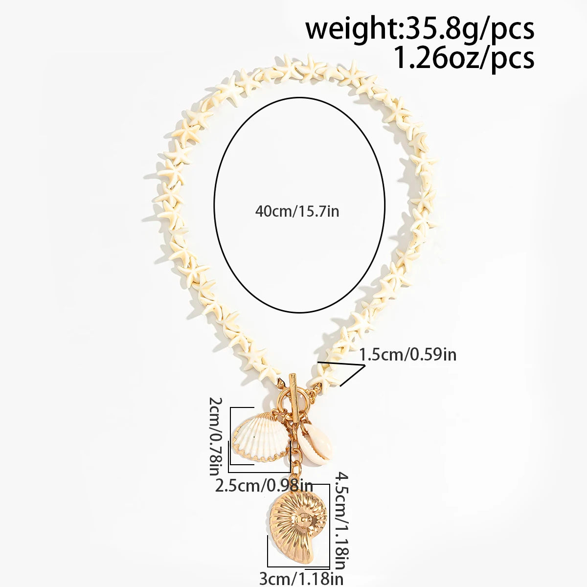 Lacteo Bohemia White Color Star Chain Necklace Summer Ocean Beach OT Buckle Snail Pendant Adjustable Metal Necklace Jewelry Gift