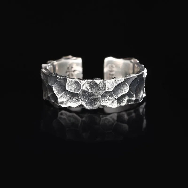 Bague Ajustable Luxueuse EternalBond - Design Grain de Pierre pour Hommes