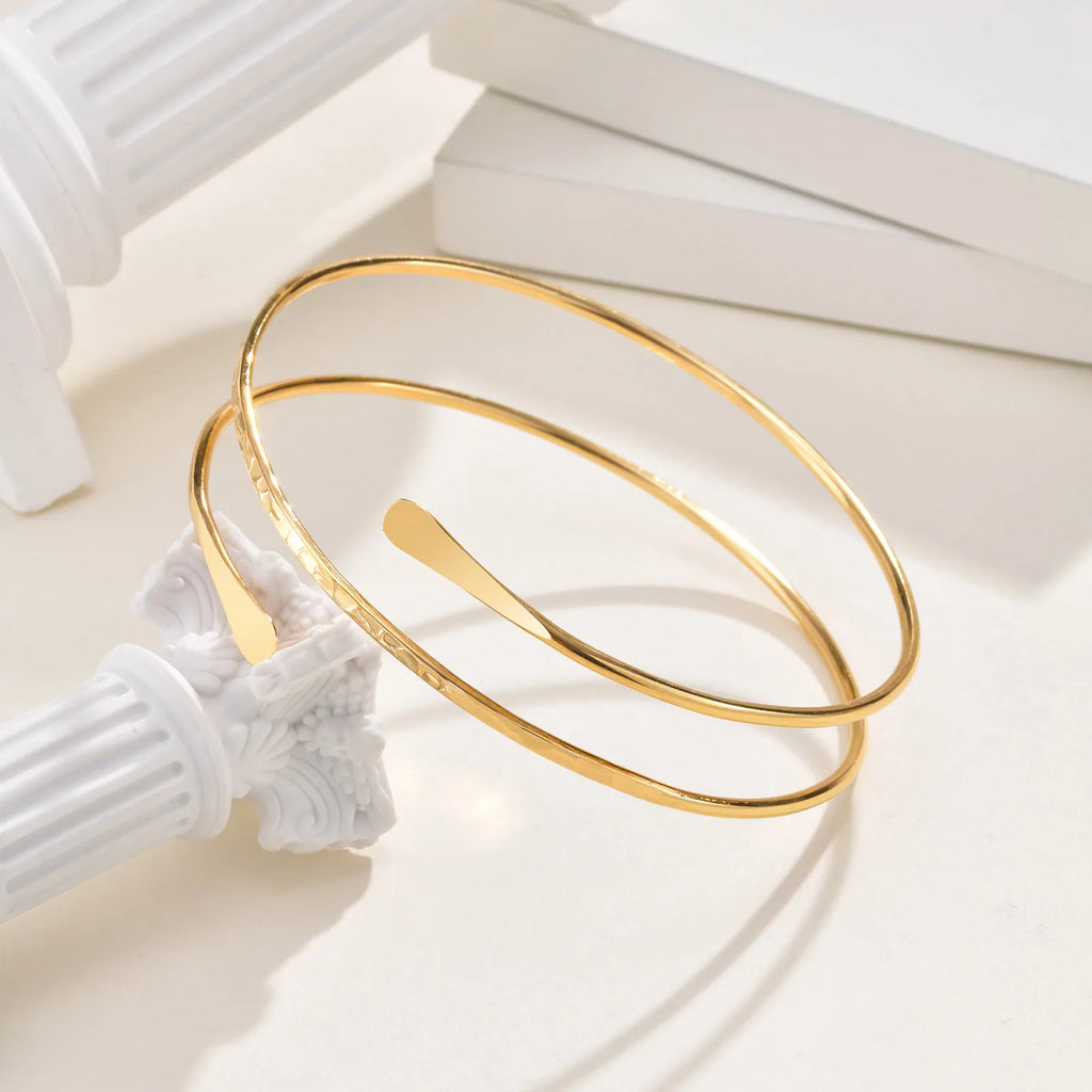 Bracelet Manchette Haut de Bras Géométrique – Plaqué Or & Argent Ajustable