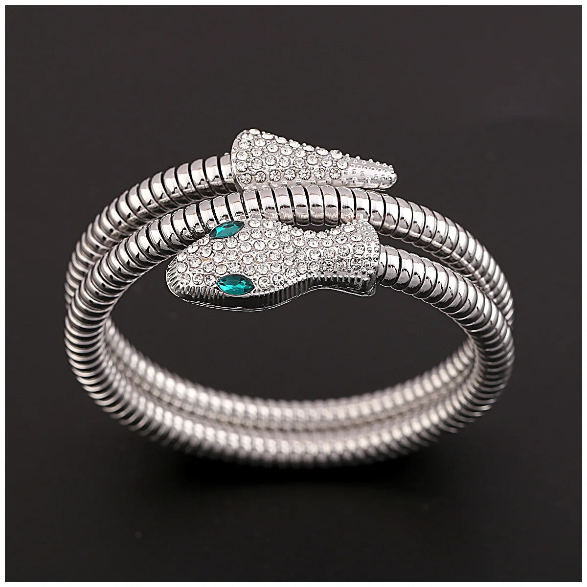 New Fashionable and Personalized Snake Head Arm Ring with Adjustable Metal Exaggerated Opening Snake shaped Wrapping Bracelet
