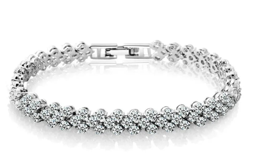 Bracelet Vintage Charmes Cristal Argenté — Bijou de Mariée