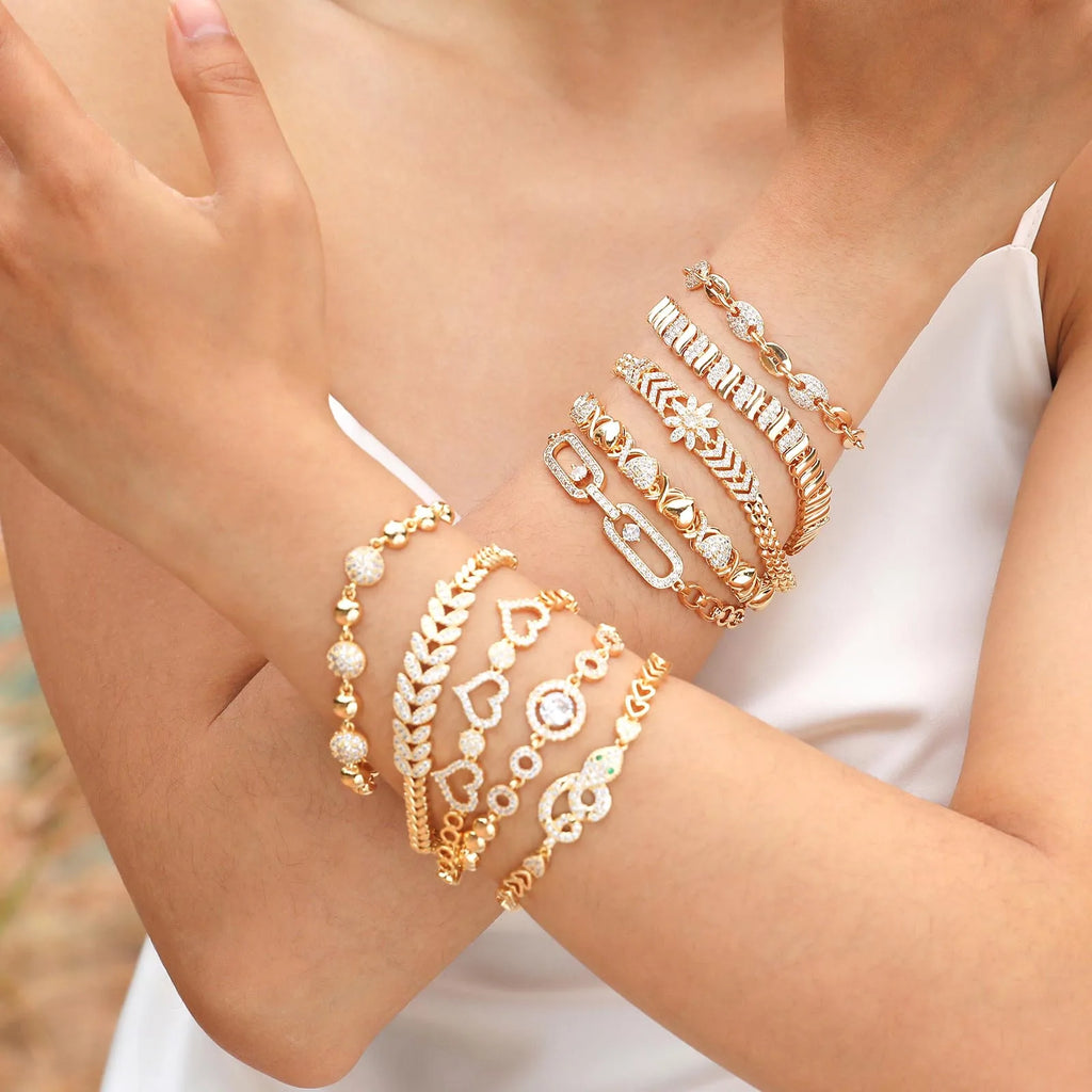 Aeterna Amor: Bracelet Cœur Plaqué Or et Zircon Cubique