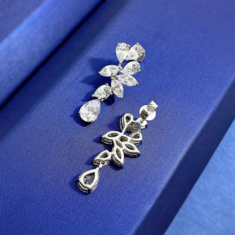 Boucles d'oreilles pendantes en feuille de moissanite