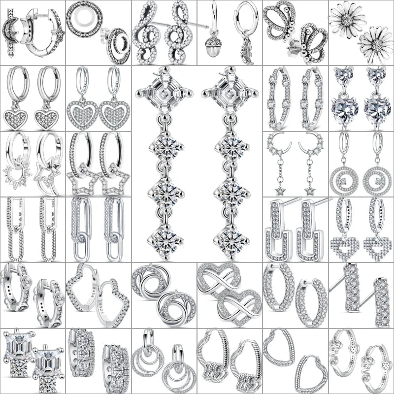 Boucles d'Oreilles en Argent Transparent Brillant