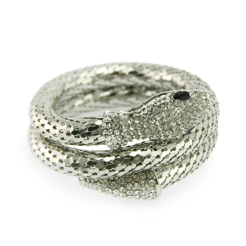 New Fashionable and Personalized Snake Head Arm Ring with Adjustable Metal Exaggerated Opening Snake shaped Wrapping Bracelet