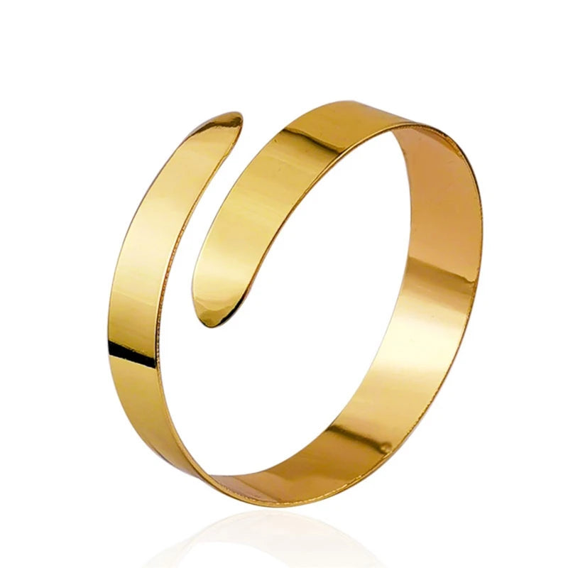 Bracelet Manchette Spirale Haut de Bras – Forme Tourbillon Ajustable Or & Argent