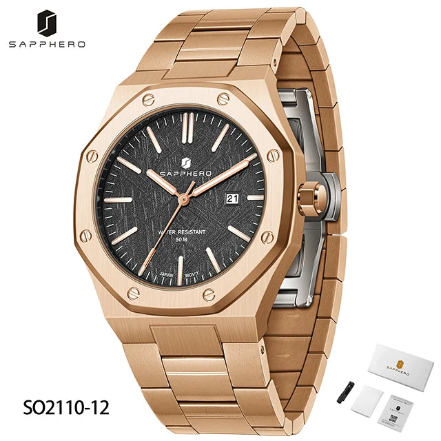 Montre Homme Acier Inoxydable – Quartz Japonais, Étanche & Élégante