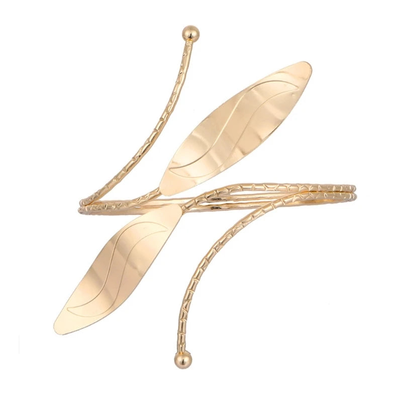 Bracelet Manchette Spirale Haut de Bras – Forme Tourbillon Ajustable Or & Argent