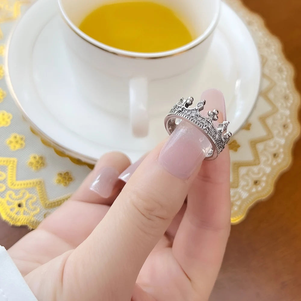 Bague Vintage Couronne en Argent Sterling 925