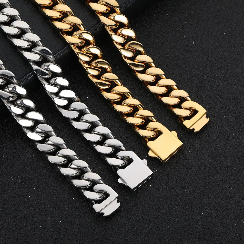 Collier à maillons cubains en acier inoxydable