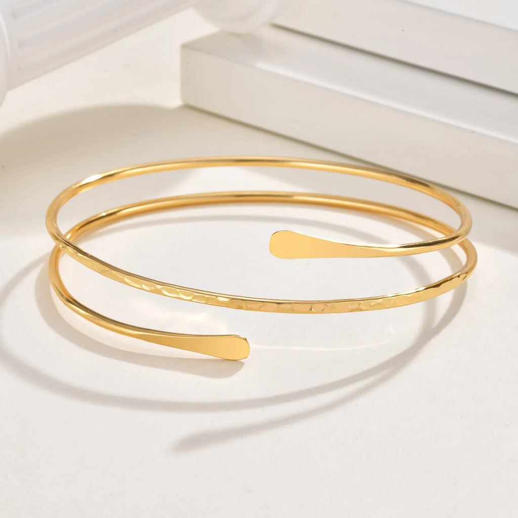 Bracelet Manchette Haut de Bras Minimaliste – Plaqué Or & Argent pour Femme