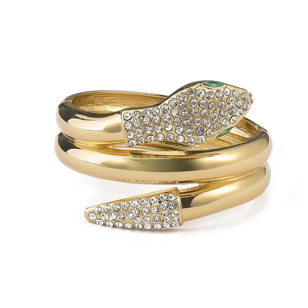 New Fashionable and Personalized Snake Head Arm Ring with Adjustable Metal Exaggerated Opening Snake shaped Wrapping Bracelet