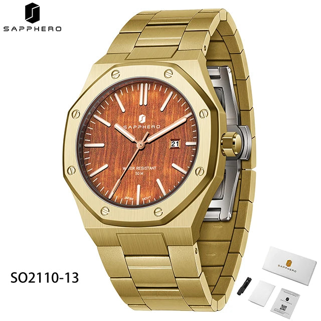 Montre Homme SAPPHERO – Coffret Cadeau, Acier, Quartz Japonais & Étanche