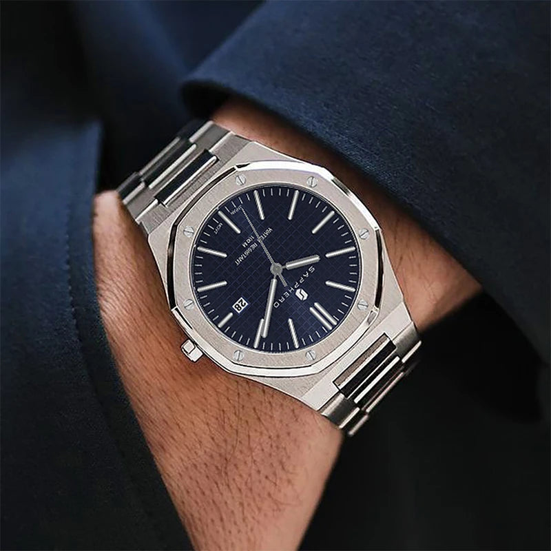 Montre Homme SAPPHERO – Coffret Cadeau, Acier, Quartz Japonais & Étanche