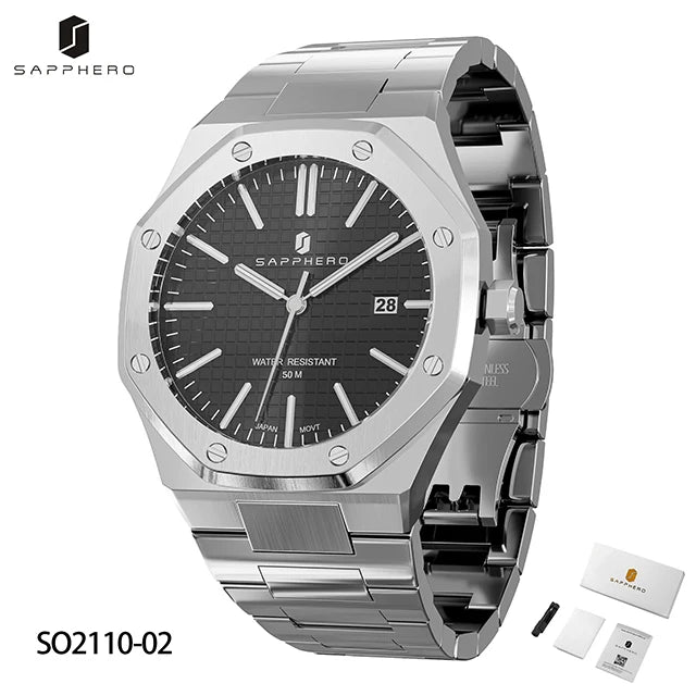 Montre Homme SAPPHERO – Coffret Cadeau, Acier, Quartz Japonais & Étanche