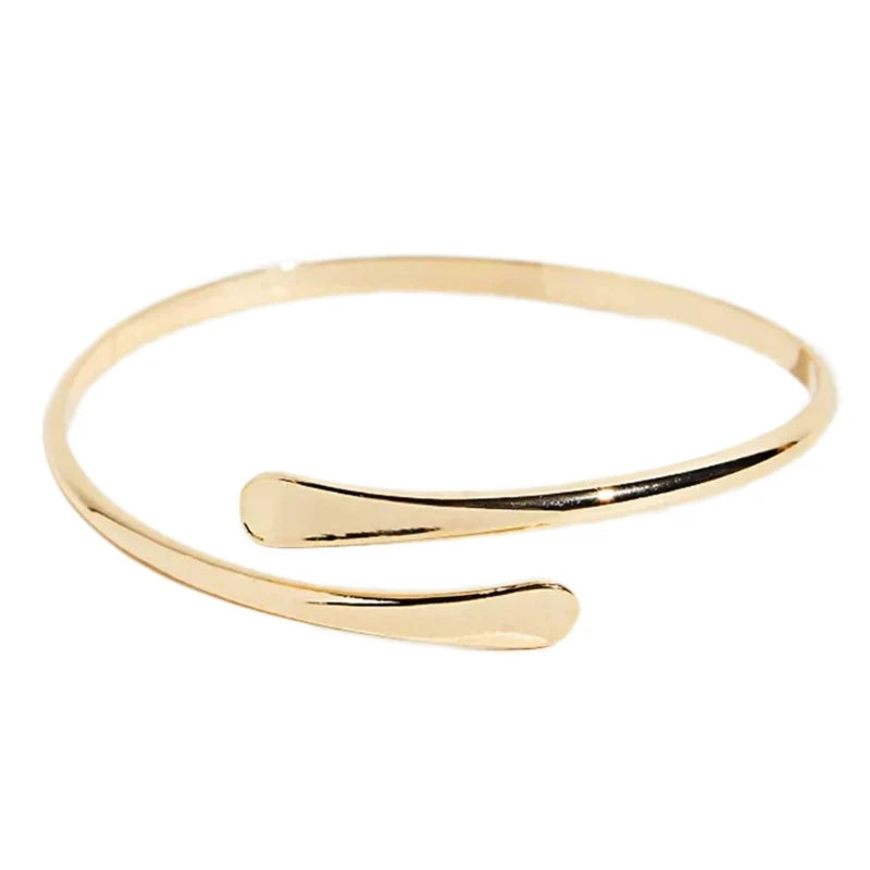 Bracelet Manchette Spirale Haut de Bras – Forme Tourbillon Ajustable Or & Argent