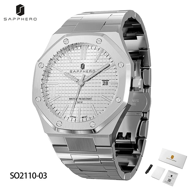 Montre Homme SAPPHERO – Coffret Cadeau, Acier, Quartz Japonais & Étanche