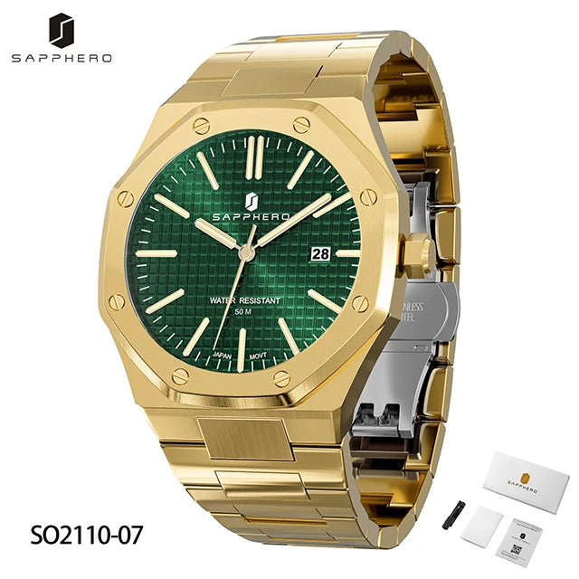 Montre Homme SAPPHERO – Coffret Cadeau, Acier, Quartz Japonais & Étanche