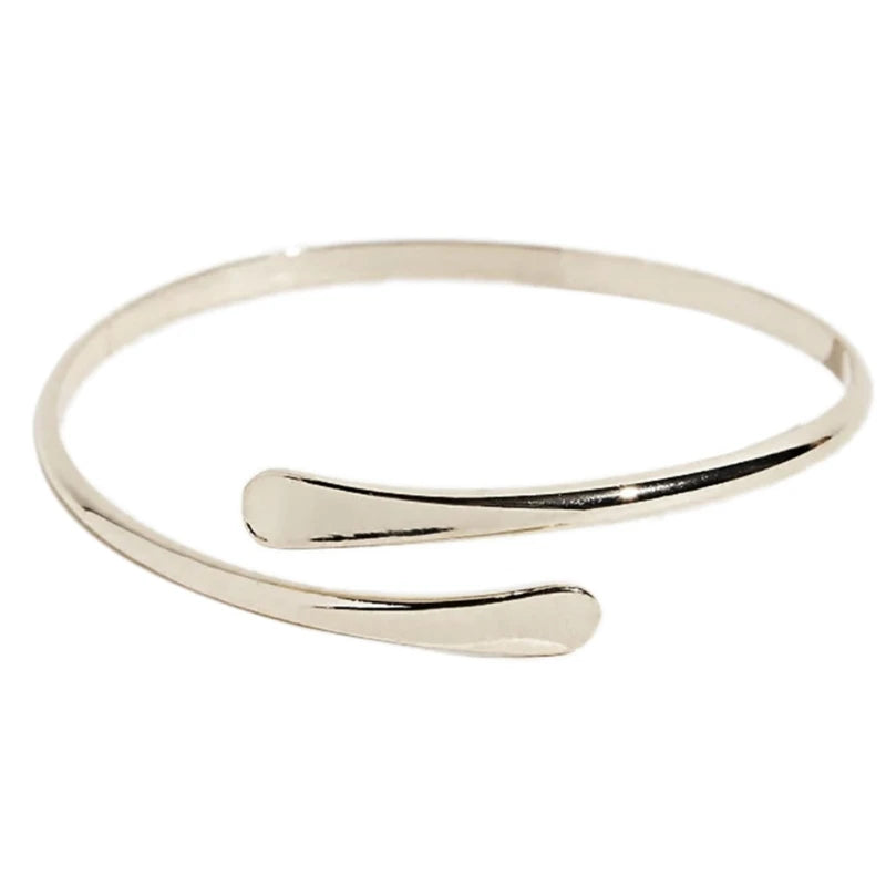 Bracelet Manchette Spirale Haut de Bras – Forme Tourbillon Ajustable Or & Argent