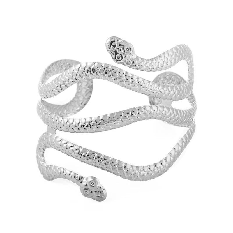 Bracelet Manchette Spirale Haut de Bras – Forme Tourbillon Ajustable Or & Argent