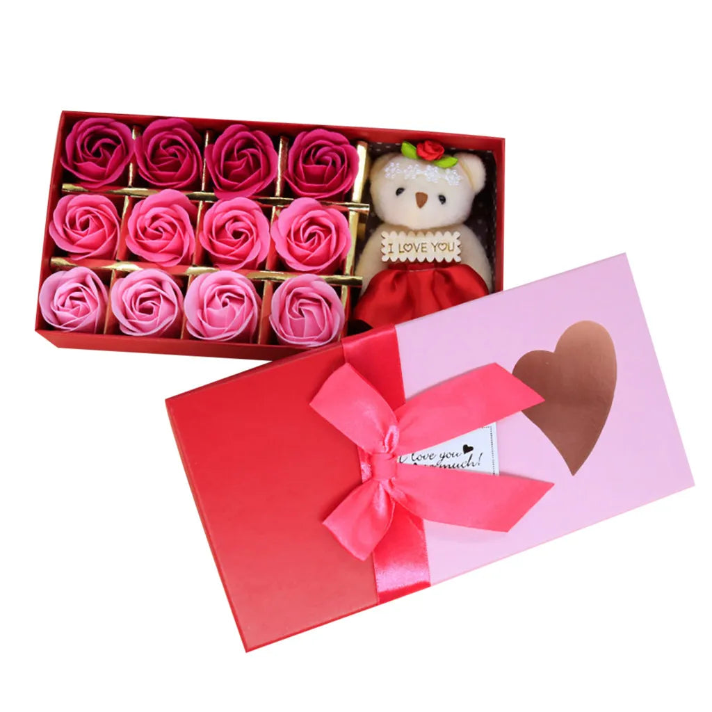 12 pièces de savons parfumés en forme de fleurs, coffret cadeau de roses, bouquet de fête