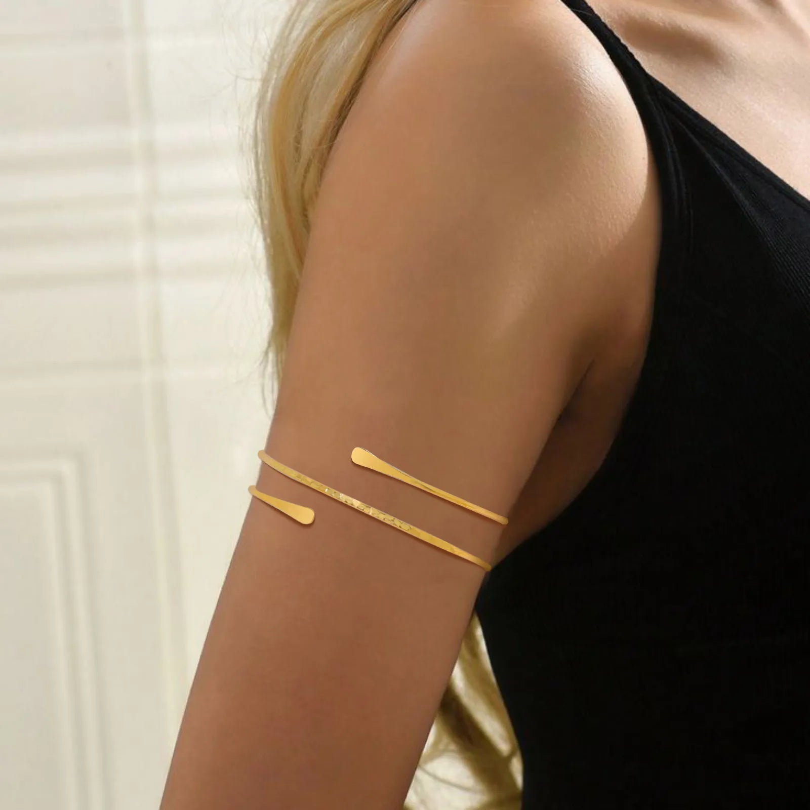 Bracelet Manchette Haut de Bras Minimaliste – Plaqué Or & Argent pour Femme