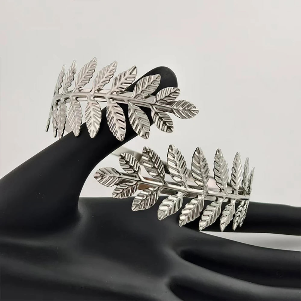 Bracelet Manchette Haut de Bras Feuilles Dorées – Style Grec Antique