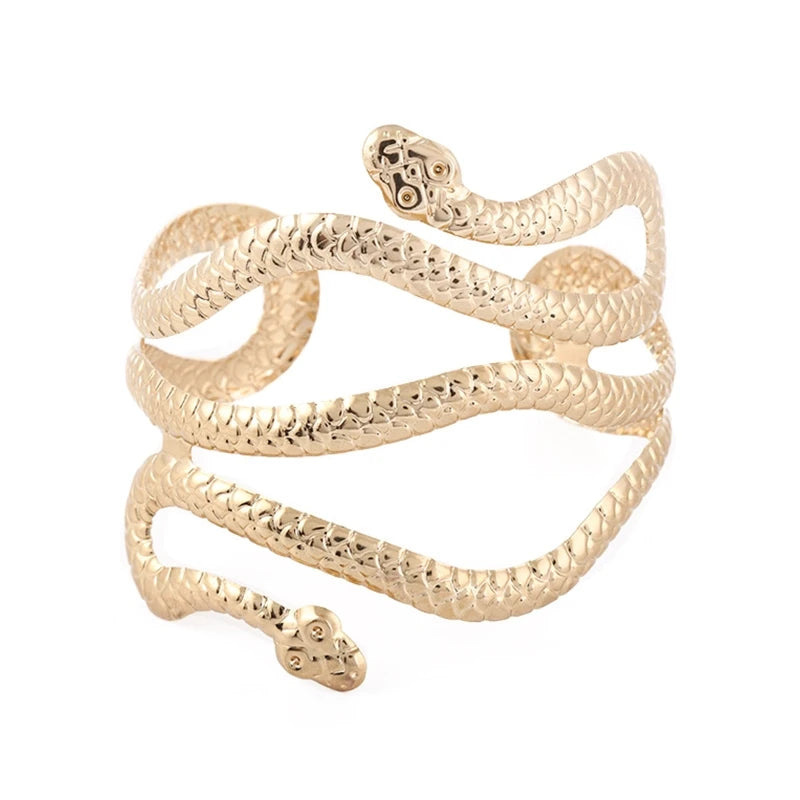 Bracelet Manchette Spirale Haut de Bras – Forme Tourbillon Ajustable Or & Argent
