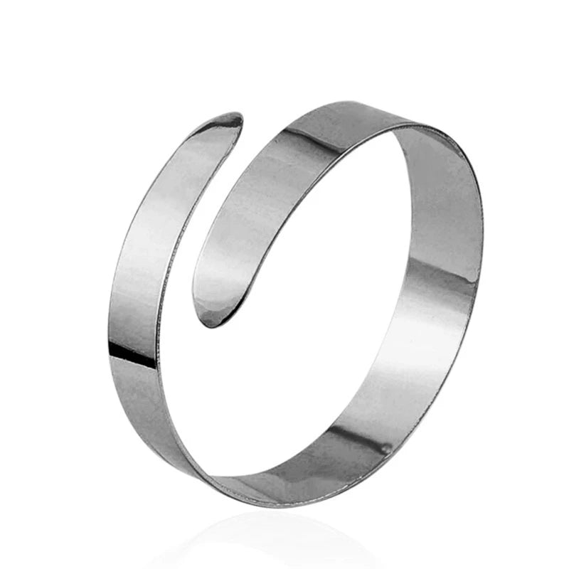 Bracelet Manchette Spirale Haut de Bras – Forme Tourbillon Ajustable Or & Argent