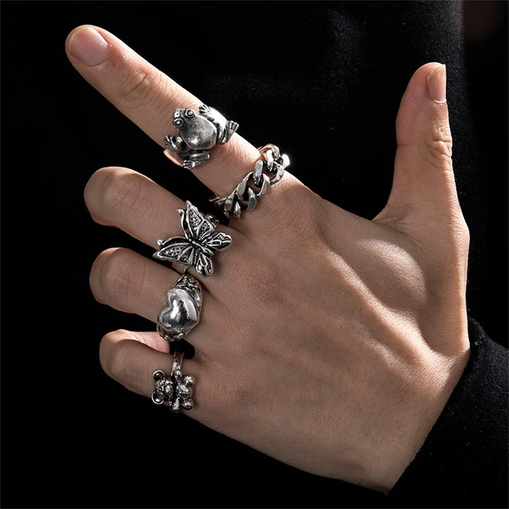 Ensemble de Bagues Squelette Gothique 2023 EternalBond - Style Punk pour Hommes