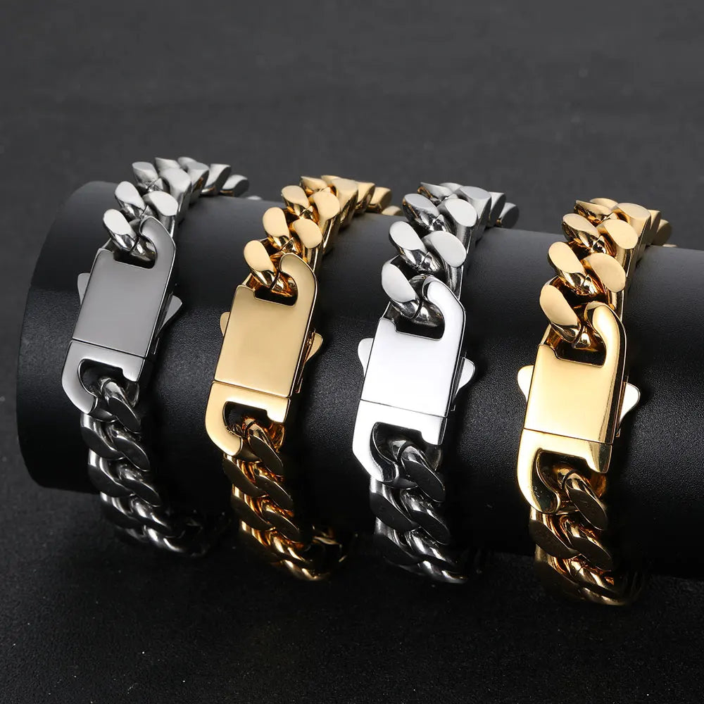 Collier à maillons cubains en acier inoxydable