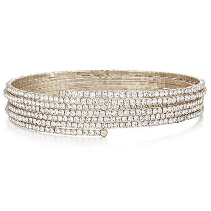 Bracelet Manchette Spirale Haut de Bras – Forme Tourbillon Ajustable Or & Argent