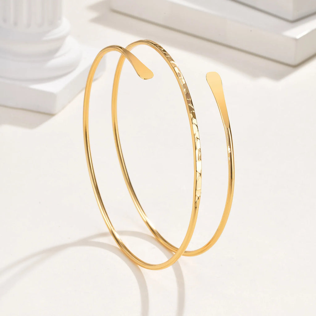 Bracelet Manchette Haut de Bras Minimaliste – Plaqué Or & Argent pour Femme