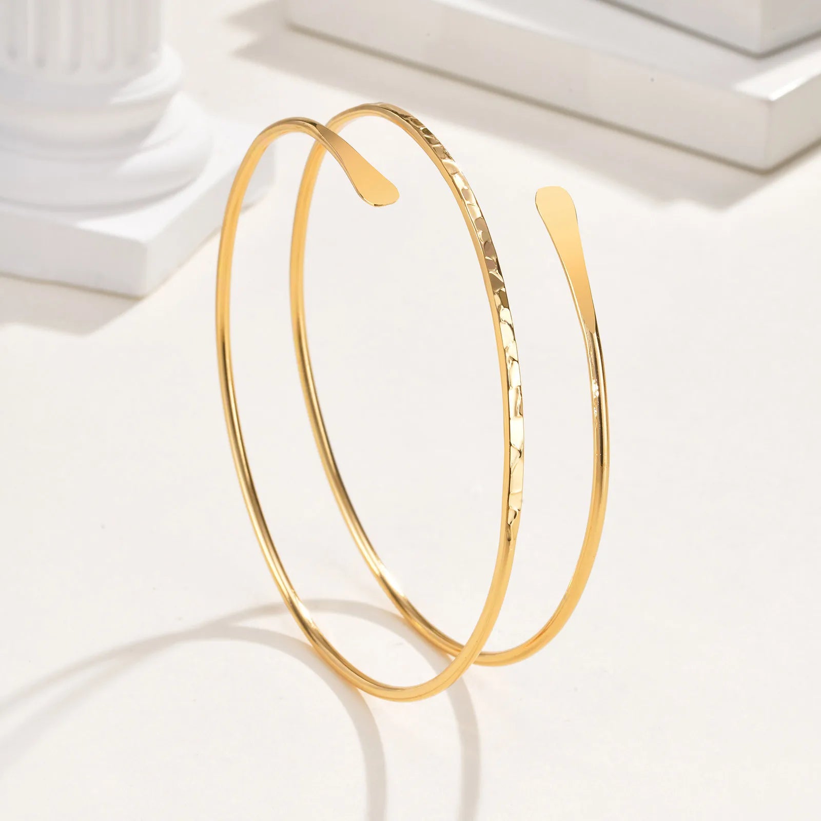 Bracelet Manchette Haut de Bras Minimaliste – Plaqué Or & Argent pour Femme