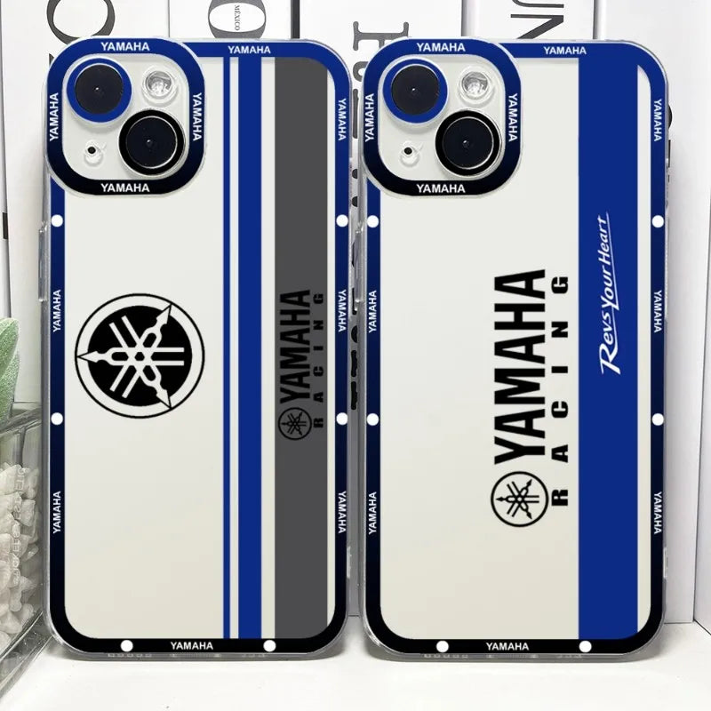 Motorcycle Y-YamAhaS Phone Case Transparent For IPhone 15 13ProMax 13 14 12 11 Pro Max Mini Angel Eyes Soft Coque