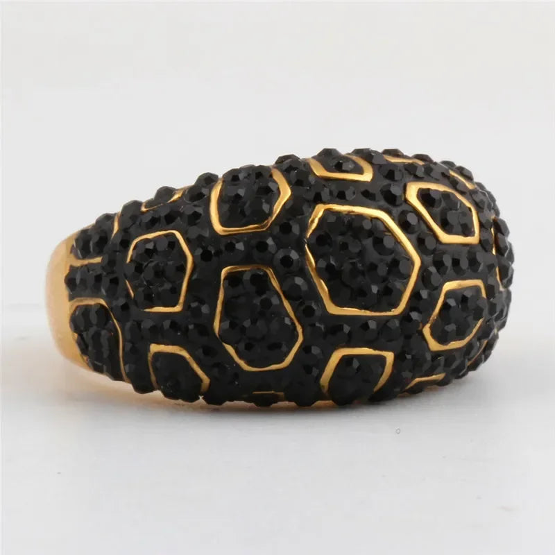 Bague en Acier Titane avec Zircon et Cristaux