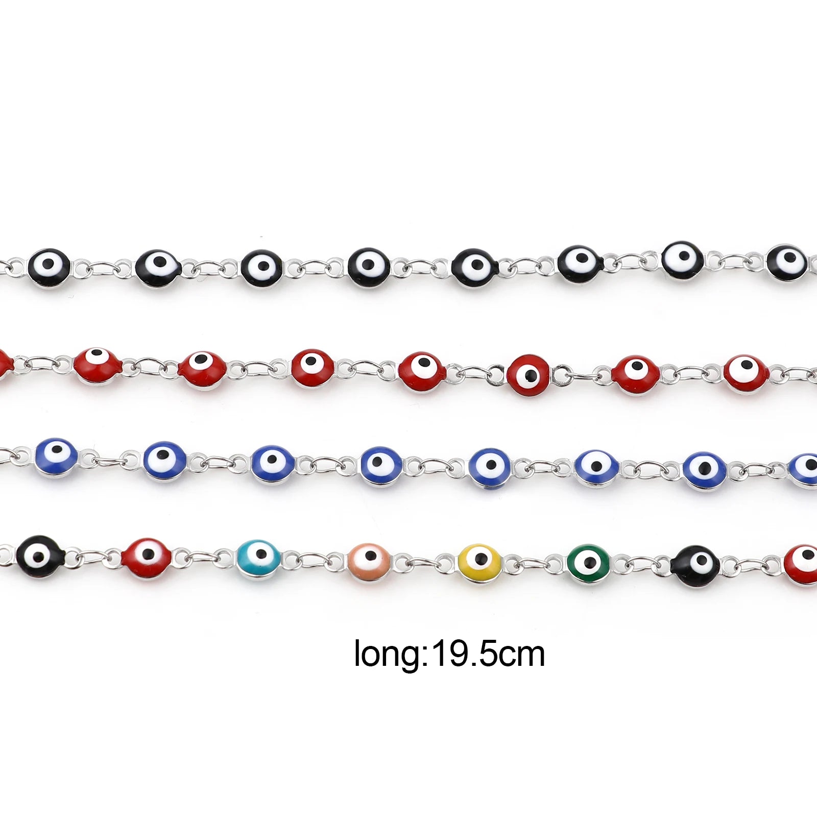 Bracelet Œil Maléfique en Acier Inoxydable 304 avec Perles Émaillées