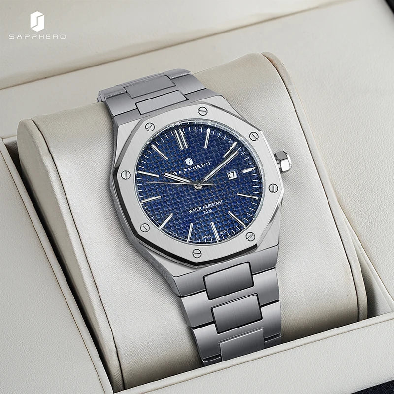 Montre Homme SAPPHERO – Coffret Cadeau, Acier, Quartz Japonais & Étanche