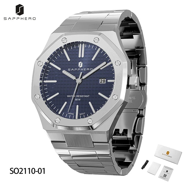 Montre Homme SAPPHERO – Coffret Cadeau, Acier, Quartz Japonais & Étanche